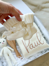 Load image into Gallery viewer, 3 pcs Giftbox (Knitted Romper, Brush Crochet Bunny) Embroidery included - BEBIMINE LLC
