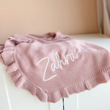 Load image into Gallery viewer, Knitted Blanket with Ruffles - Pick your Color - BEBIMINE LLC