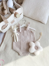 Load image into Gallery viewer, *Pre order* Structured Knitted Romper in Beige with Shoulder Straps - BEBIMINE LLC