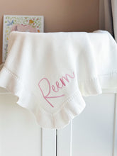 Load image into Gallery viewer, Knitted Blanket with Ruffles - Pick your Color - BEBIMINE LLC