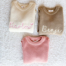 Load image into Gallery viewer, Knitted Romper Longsleeved with Name Embroidery - Pick your Color - BEBIMINE LLC