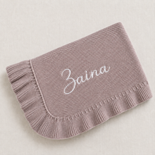 Load image into Gallery viewer, Dusty Mauve Knitted Blanket with Ruffles - Pick your Color