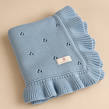 Load image into Gallery viewer, Personalized Pointelle Ruffle Baby Blanket