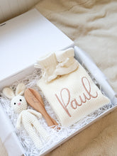 Load image into Gallery viewer, 3 pcs Giftbox (Knitted Romper, Brush Crochet Bunny) Embroidery included - BEBIMINE LLC
