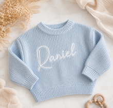 Load image into Gallery viewer, Blue Knitted Longlsleeved Sweater