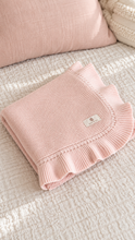 Load image into Gallery viewer, Ruffle Knit Baby Blanket with Optional Name Embroidery