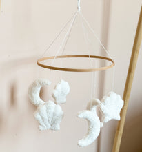 Load image into Gallery viewer, Baby hanging, dangling crib mobile , Bed Bell - Moon and Shells - BEBIMINE LLC