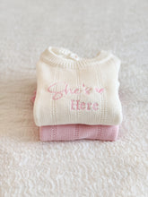 Load image into Gallery viewer, Knitted long sleeved Baby romper with Ruffle details- 2 colors available - BEBIMINE LLC