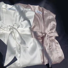Load image into Gallery viewer, Personalized Bridesmaid Robes with a Ruffled Bridal Shower Dressing Gown Unique Wedding Day Robe For Bride Custom Ruffle Kimonos