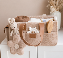 Load image into Gallery viewer, Nappy Caddy Organiser - Beige with Brown straps