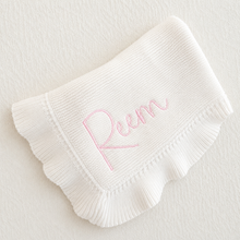Load image into Gallery viewer, Dusty Pink Knitted Blanket with Ruffles - Pick your Color