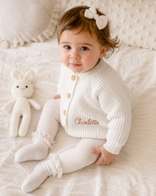 Load image into Gallery viewer, Personalized Knitted Cardigan – Ivory - BEBIMINE LLC
