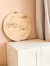 Load image into Gallery viewer, Round Wall decor 50cm extra large Wooden Name Sign, Nursery Decor - BEBIMINE LLC