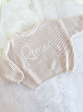 Load image into Gallery viewer, Solid Color Knitted Pullover/ Sweater , multiple Colors - add Name embroidery - BEBIMINE LLC