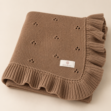 Load image into Gallery viewer, Personalized Pointelle Ruffle Baby Blanket