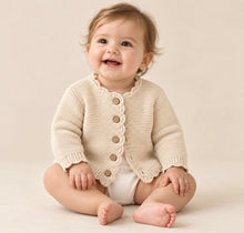 Load image into Gallery viewer, Personalised Knitted Baby Scallop Cardigan - BEBIMINE LLC