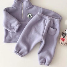 Load image into Gallery viewer, Thick and warm Long Sleeve Sweatshirt with Zipper+ Pants 2pcs- Pick your Color - BEBIMINE LLC