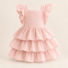 Load image into Gallery viewer, Pink Organic Cotton Layered Ruffle Dress – Personalised