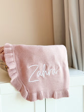 Load image into Gallery viewer, Knitted Blanket with Ruffles - Pick your Color - BEBIMINE LLC