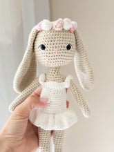 Load image into Gallery viewer, Handmade Crochet Bunny Girl with floppy ears - BEBIMINE LLC