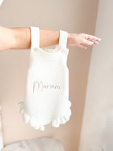 Load image into Gallery viewer, Classic Knit Romper with Ruffles, add Embroidery - BEBIMINE LLC