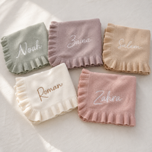 Load image into Gallery viewer, Ruffle Cotton Knit Baby Blanket - BEBIMINE LLC