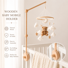Load image into Gallery viewer, Natural Wooden Baby Mobile Holder – Cot Attachment Arm