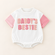 Load image into Gallery viewer, Daddy’s Girl Embroidered Short-Sleeve Baby Romper – Pink