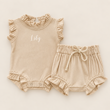 Load image into Gallery viewer, Personalised Baby Ruffle 2-Piece Set – Pink or Beige