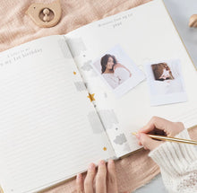 Load image into Gallery viewer, Personalised Baby Memory Book & Journal with Name – Linen Keepsake
