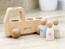 Load image into Gallery viewer, Imperfect Wooden Truck + Peg Dolls - BEBIMINE LLC