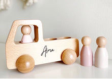Load image into Gallery viewer, Imperfect Wooden Truck + Peg Dolls - BEBIMINE LLC