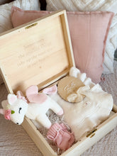 Load image into Gallery viewer, Heirloom Wooden Personalized Keepsake Box Filled - Little Unicorn