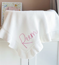 Load image into Gallery viewer, Knitted Blanket with Ruffles - Pick your Color - BEBIMINE LLC