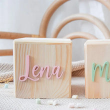 Load image into Gallery viewer, Customized Children's Piggy Bank with Acrylic Name Sign on  Wooden Box
