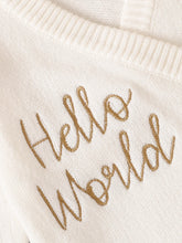 Load image into Gallery viewer, ‘Hello World’ Letter Embroidered Long Sleeved Baby Romper - BEBIMINE LLC