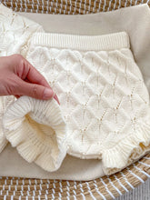 Load image into Gallery viewer, Knitted 2 pcs Clothes Set Hollow Out Long Sleeve Top and Shorts