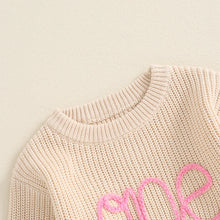 Load image into Gallery viewer, Girls Knited Romper with "One" Embroidery- Pick your Color - BEBIMINE LLC