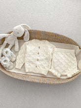 Load image into Gallery viewer, Knitted 2 pcs Clothes Set Hollow Out Long Sleeve Top and Shorts