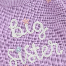 Load image into Gallery viewer, Knitted Sweater "Big Sister" Letter Flower Embroidery Jumper, Pullover- Pick your Color - BEBIMINE LLC