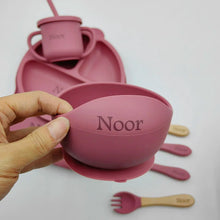 Load image into Gallery viewer, 6Pcs Silicone Tableware with Name- Pick your Color - BEBIMINE LLC