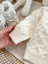 Load image into Gallery viewer, Knitted 2 pcs Clothes Set Hollow Out Long Sleeve Top and Shorts