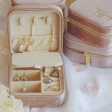 Load image into Gallery viewer, Velvet Jewelry Box, Organizer Personalized with Mirror- Pick your Color - BEBIMINE LLC