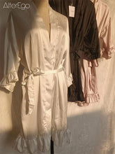 Load image into Gallery viewer, Personalized Bridesmaid Robes with a Ruffled Bridal Shower Dressing Gown Unique Wedding Day Robe For Bride Custom Ruffle Kimonos