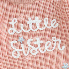 Load image into Gallery viewer, Knitted Sweater with Floral and  Letter Embroidery "Little Sister"- Pick your Color - BEBIMINE LLC