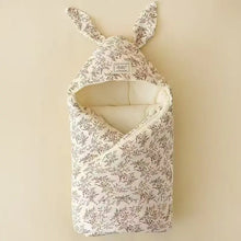 Load image into Gallery viewer, High Quality Cotton Newborn Swaddle Blanket with Cute Bunny Ears - BEBIMINE LLC