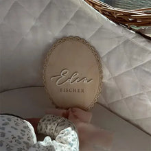 Load image into Gallery viewer, 1 Pcs Wooden Ribbon Bow Milestone Card Customized Name