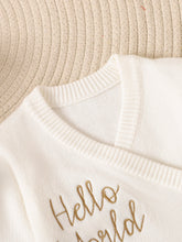 Load image into Gallery viewer, ‘Hello World’ Letter Embroidered Long Sleeved Baby Romper - BEBIMINE LLC