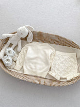 Load image into Gallery viewer, Knitted 2 pcs Clothes Set Hollow Out Long Sleeve Top and Shorts