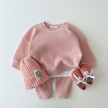 Load image into Gallery viewer, Waffle Cotton Set Sweatshirt+Pants 2pcs - Pick your Color - BEBIMINE LLC